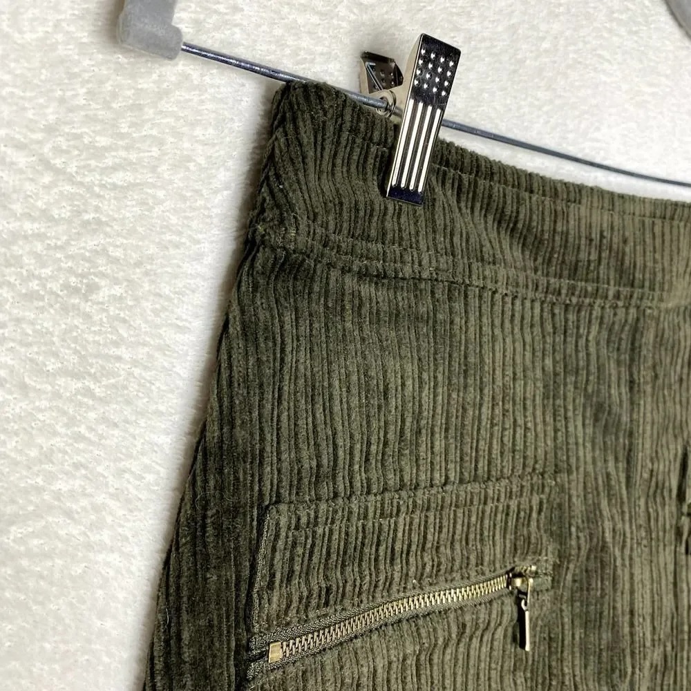 Francesca's Mi Ami Tamm Zip Corduroy Mini Skirt Green Small New Academia Fall
